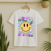 In My 100 Days Of School Era Retro Groovy Smile T-Shirt thumb 2