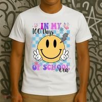 In My 100 Days Of School Era Retro Groovy Smile T-Shirt thumb 3