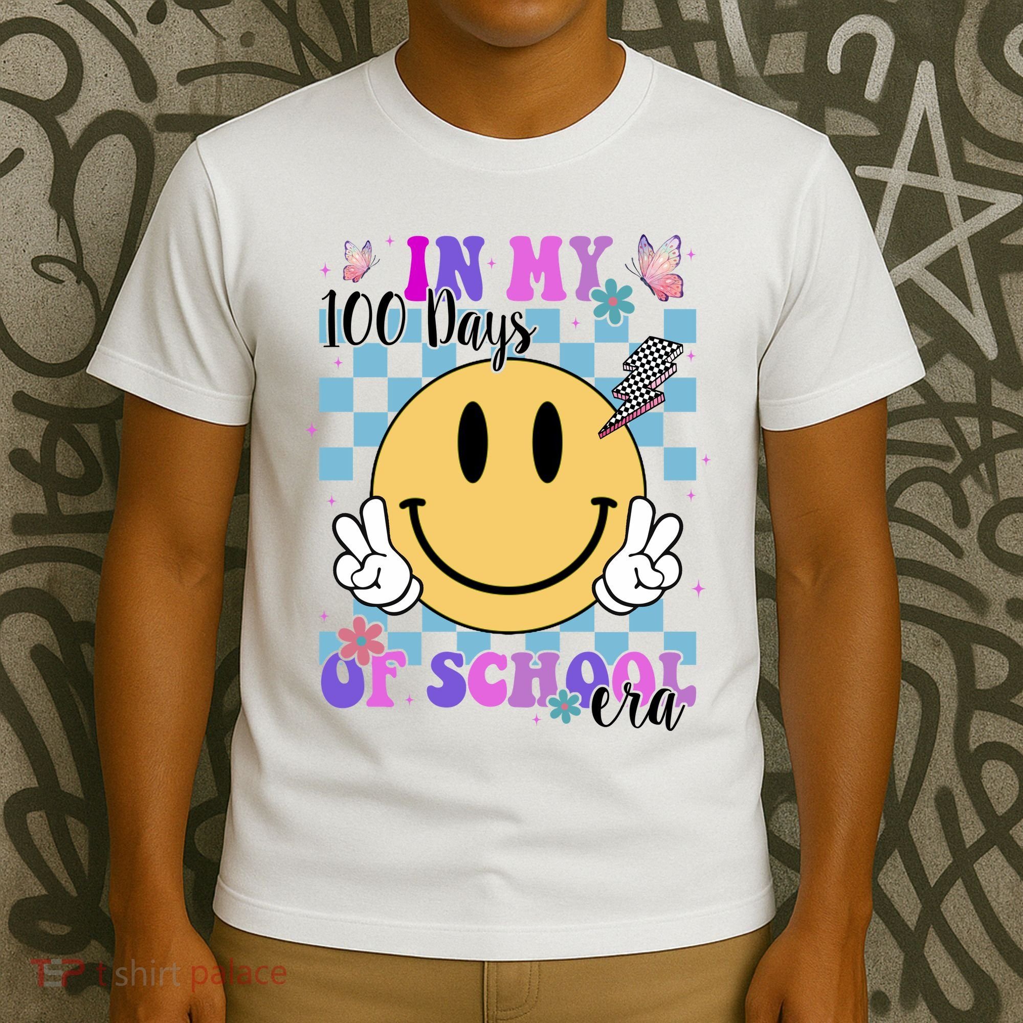 In My 100 Days Of School Era Retro Groovy Smile T-Shirt