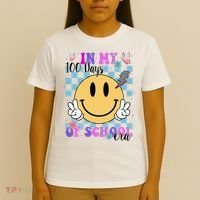 In My 100 Days Of School Era Retro Groovy Smile T-Shirt thumb 4