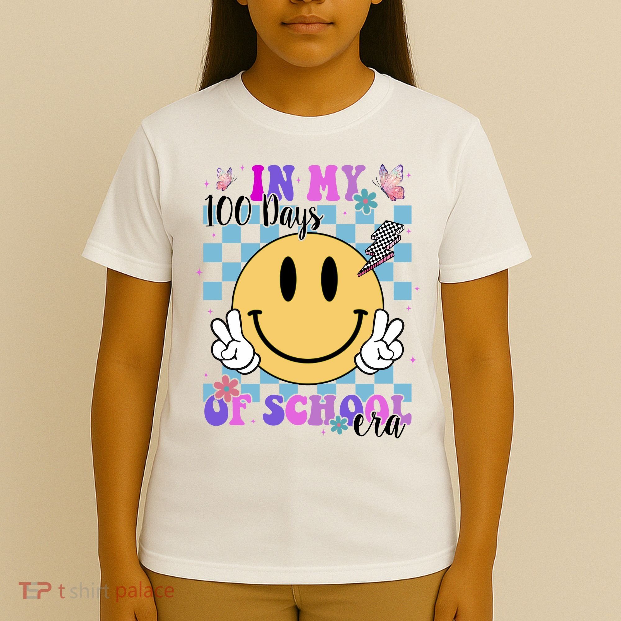 In My 100 Days Of School Era Retro Groovy Smile T-Shirt