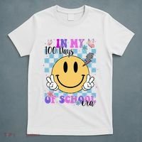 In My 100 Days Of School Era Retro Groovy Smile T-Shirt thumb 5