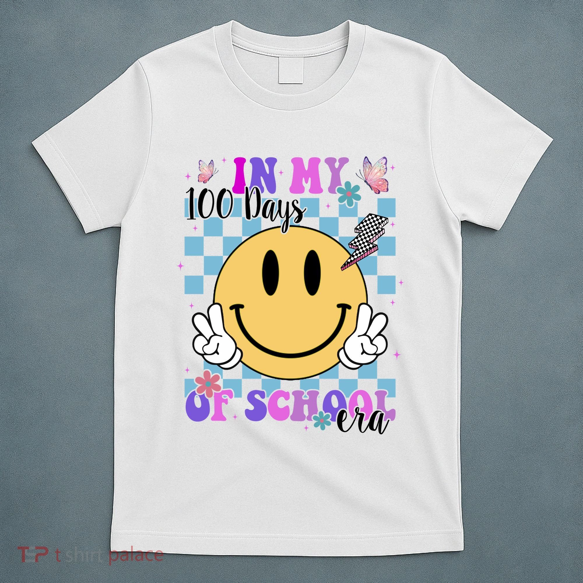 In My 100 Days Of School Era Retro Groovy Smile T-Shirt