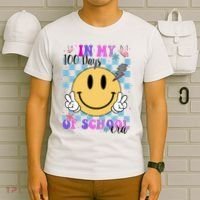 In My 100 Days Of School Era Retro Groovy Smile T-Shirt thumb 6