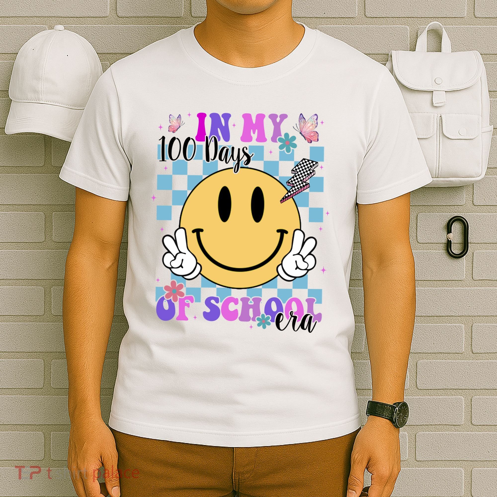 In My 100 Days Of School Era Retro Groovy Smile T-Shirt