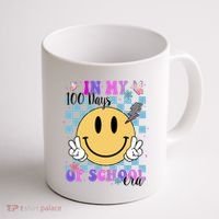 In My 100 Days Of School Era Retro Groovy Smile Coffee Mug thumb 1
