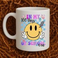 In My 100 Days Of School Era Retro Groovy Smile Coffee Mug thumb 2