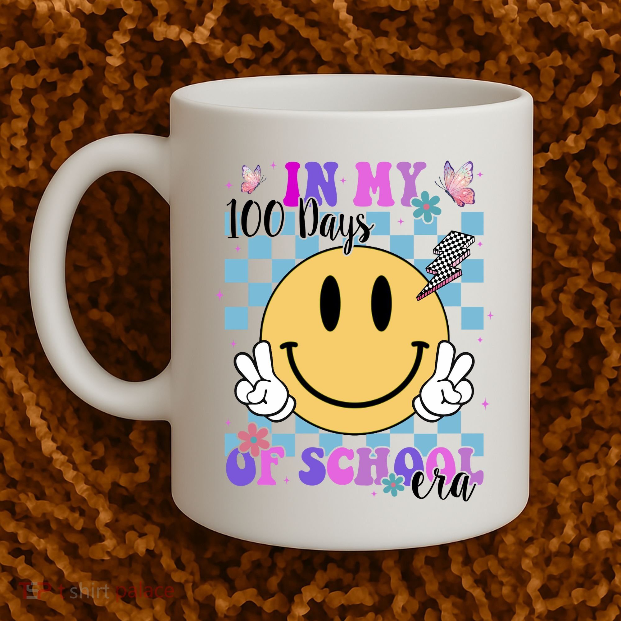 In My 100 Days Of School Era Retro Groovy Smile Coffee Mug