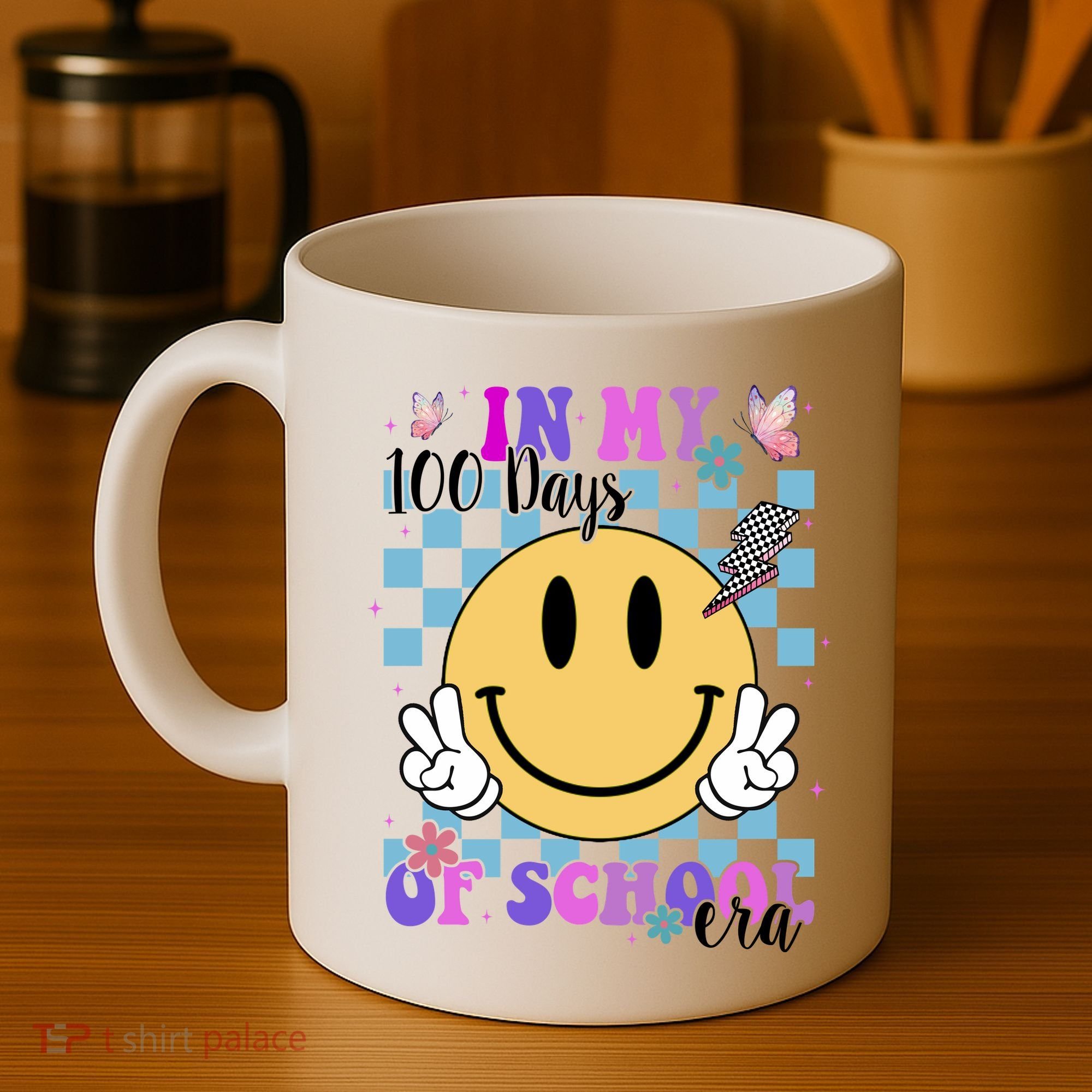 In My 100 Days Of School Era Retro Groovy Smile Coffee Mug