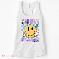 In My 100 Days Of School Era Retro Groovy Smile Women's Tank Top thumb 0