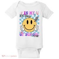 In My 100 Days Of School Era Retro Groovy Smile Baby Bodysuit thumb 0