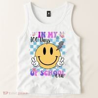 In My 100 Days Of School Era Retro Groovy Smile Tank Top thumb 2