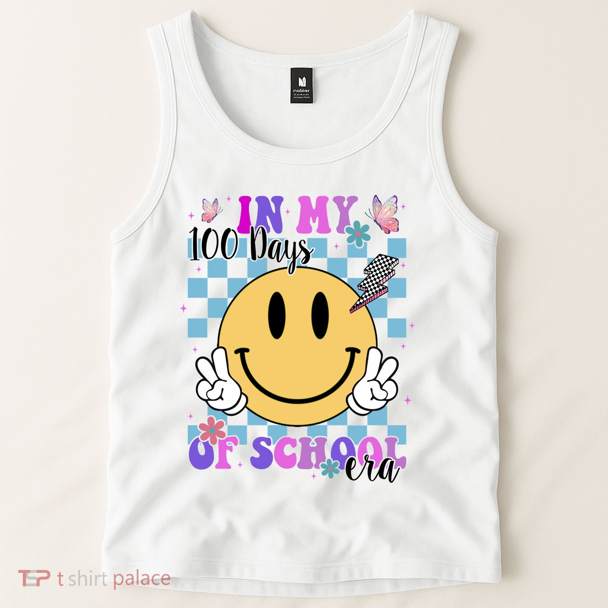 In My 100 Days Of School Era Retro Groovy Smile Tank Top