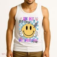 In My 100 Days Of School Era Retro Groovy Smile Tank Top thumb 3