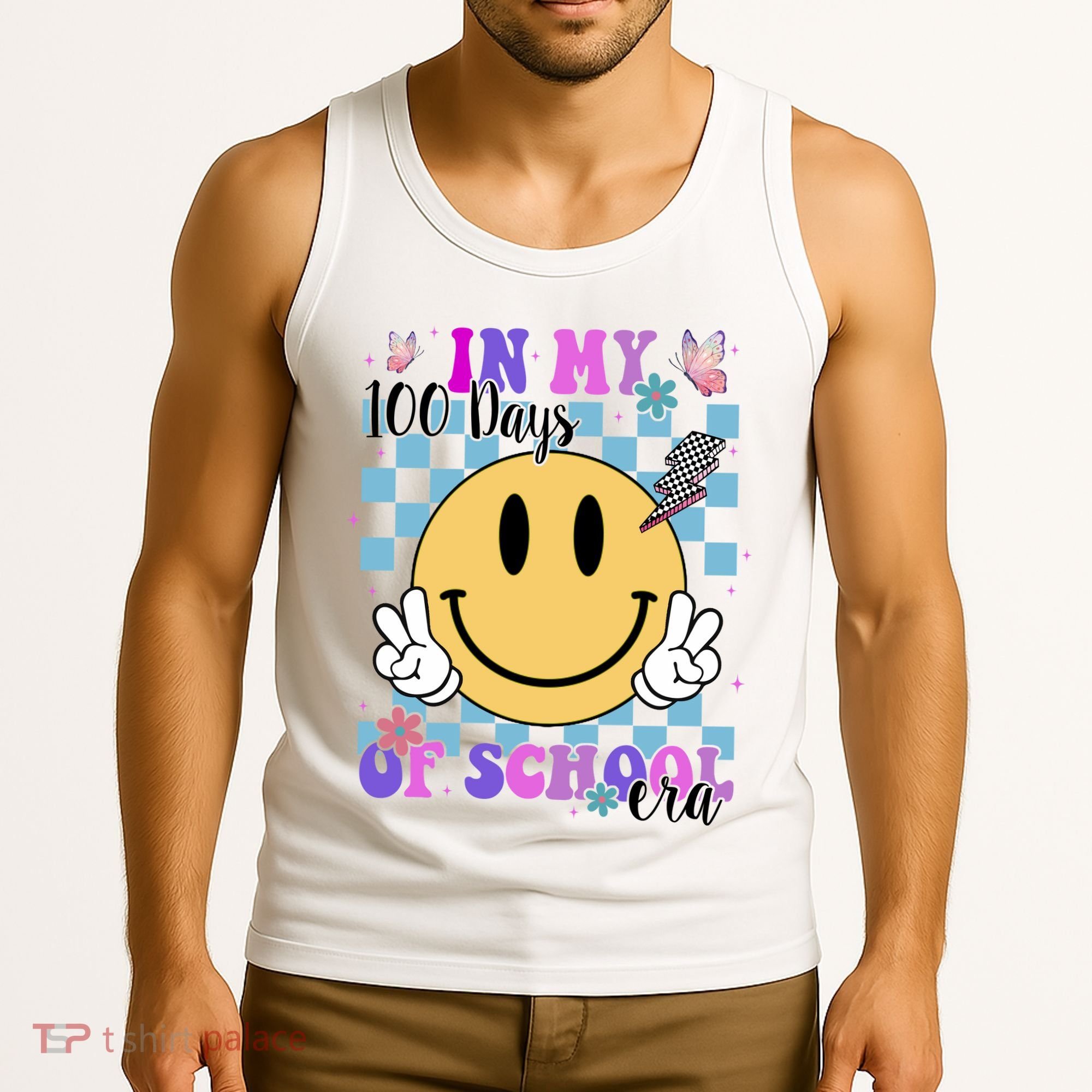 In My 100 Days Of School Era Retro Groovy Smile Tank Top