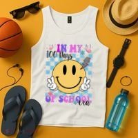 In My 100 Days Of School Era Retro Groovy Smile Tank Top thumb 4