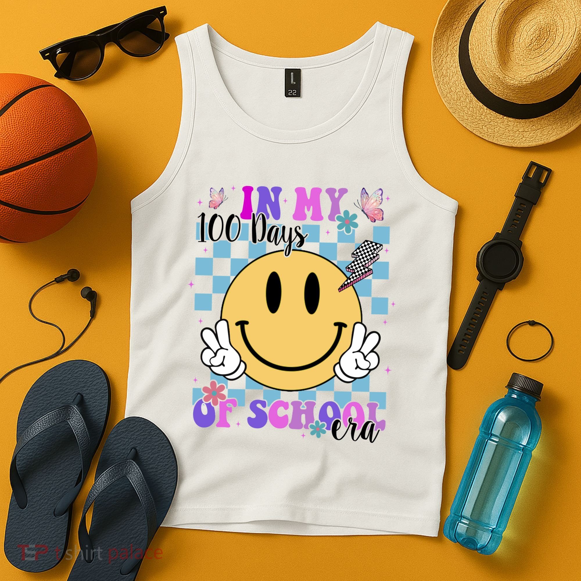 In My 100 Days Of School Era Retro Groovy Smile Tank Top