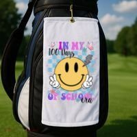 In My 100 Days Of School Era Retro Groovy Smile Golf Towel thumb 2