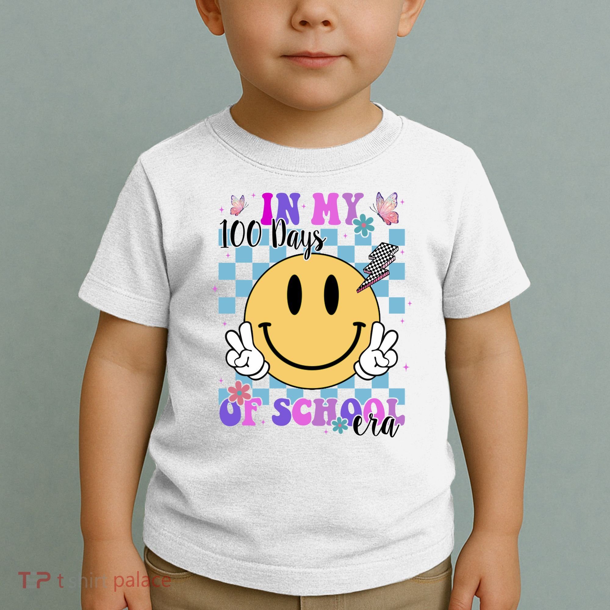 In My 100 Days Of School Era Retro Groovy Smile Toddler T-Shirt