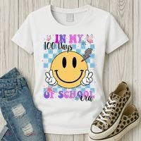 In My 100 Days Of School Era Retro Groovy Smile Women's T-Shirt thumb 3