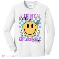 In My 100 Days Of School Era Retro Groovy Smile Kids Long Sleeve Shirt thumb 0