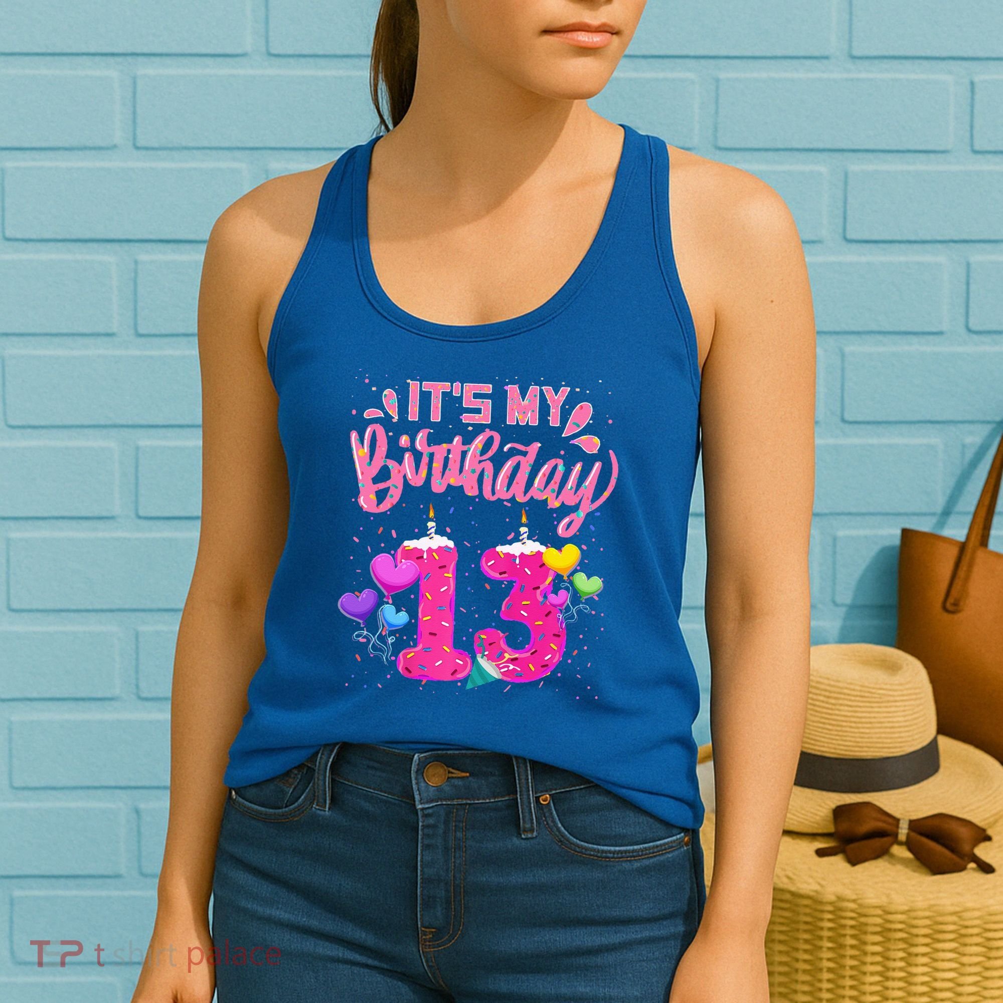 Its My 13th Birthday Doughnut Happy 13 Years Old Women's Tank Top