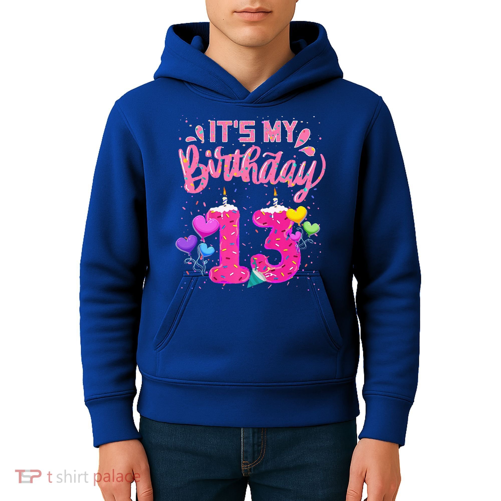 Its My 13th Birthday Doughnut Happy 13 Years Old Kids Hoodie