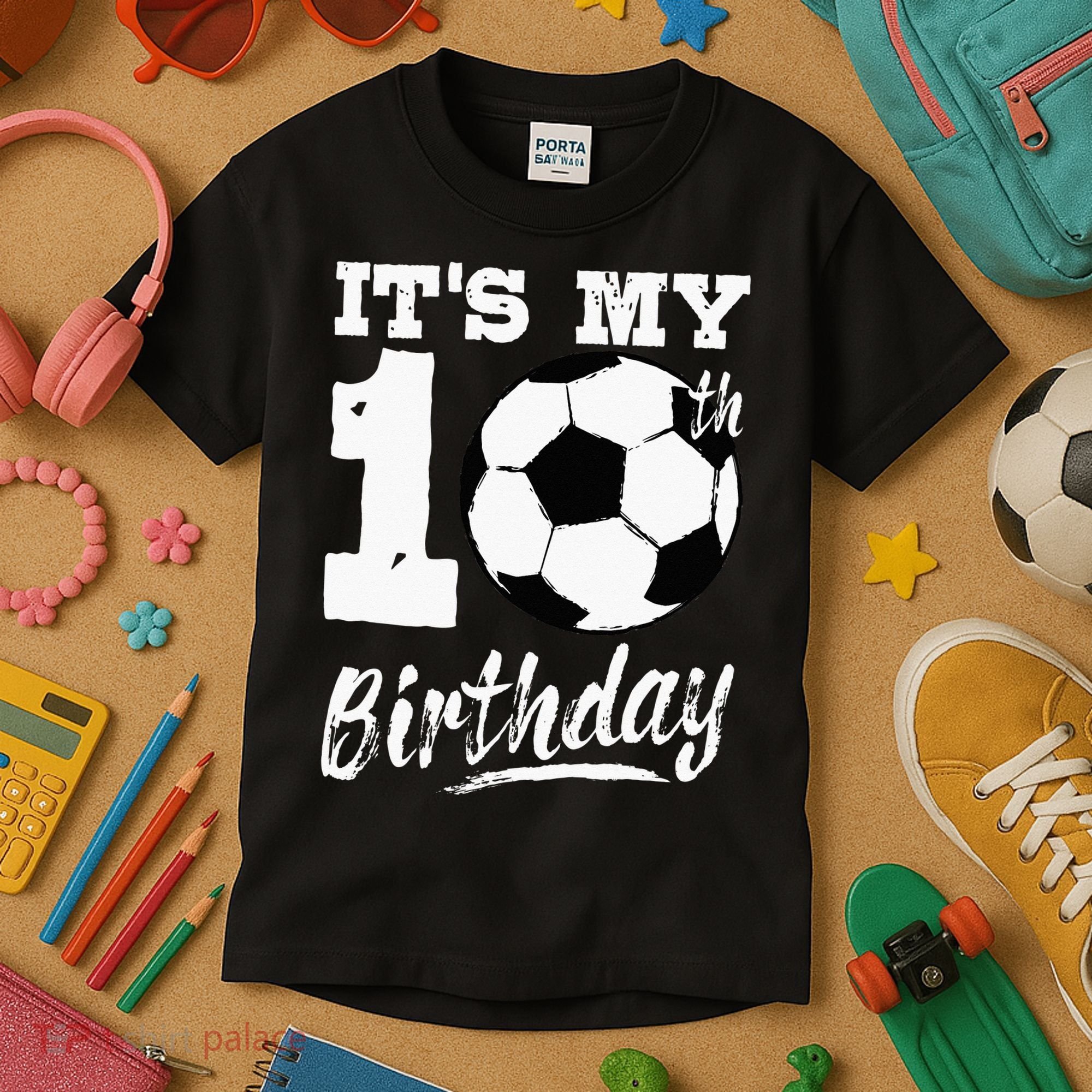 Its My 10th Birthday Soccer Player 10 Bday Party Team Kids T-Shirt