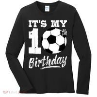 It's My 10th Birthday Soccer Player 10 Bday Party Team Women's Long Sleeve Shirt thumb 0