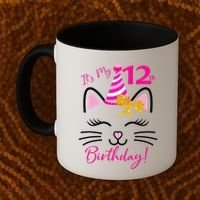 It's My 12th Birthday Funny Cat Birthday 12 Year Old Coffee Mug thumb 2