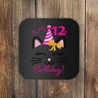 It's My 12th Birthday Funny Cat Birthday 12 Year Old Coaster thumb 0
