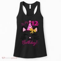 It's My 12th Birthday Funny Cat Birthday 12 Year Old Women's Tank Top thumb 0