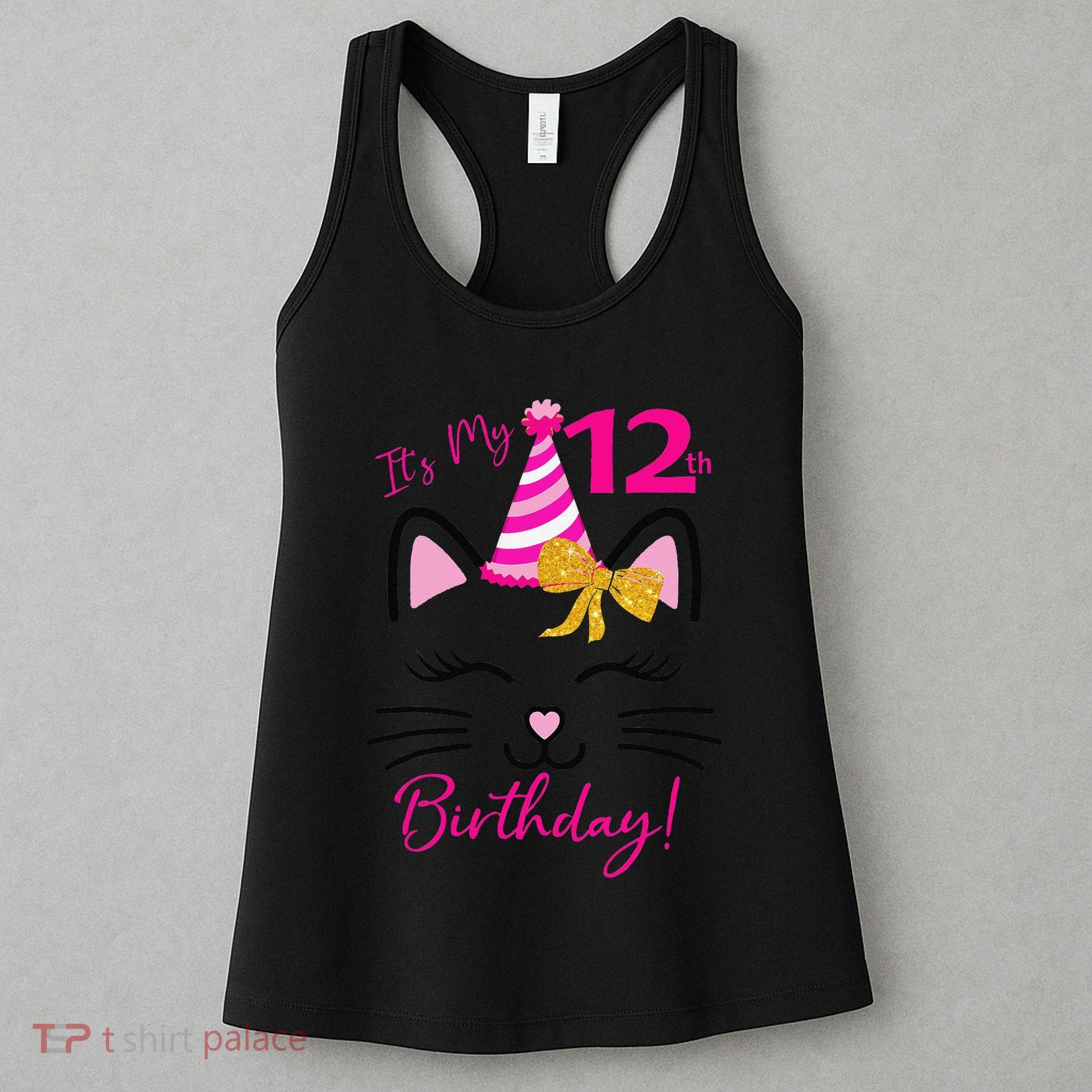 It's My 12th Birthday Funny Cat Birthday 12 Year Old Women's Tank Top
