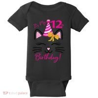 It's My 12th Birthday Funny Cat Birthday 12 Year Old Baby Bodysuit thumb 0