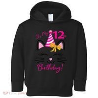 It's My 12th Birthday Funny Cat Birthday 12 Year Old Toddler Hoodie thumb 0