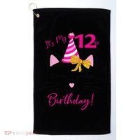It's My 12th Birthday Funny Cat Birthday 12 Year Old Golf Towel thumb 0