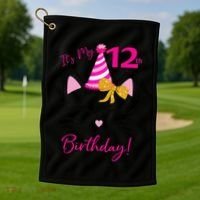 It's My 12th Birthday Funny Cat Birthday 12 Year Old Golf Towel thumb 1