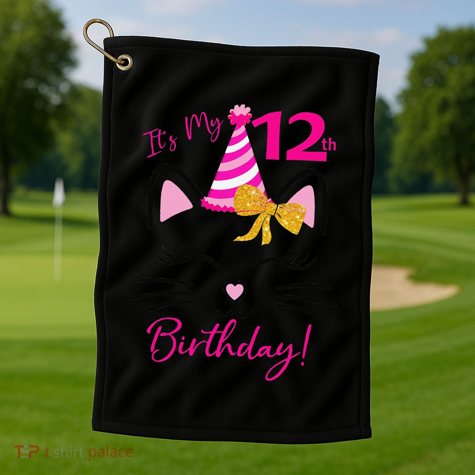 It's My 12th Birthday Funny Cat Birthday 12 Year Old Golf Towel