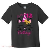 It's My 12th Birthday Funny Cat Birthday 12 Year Old Toddler T-Shirt thumb 0