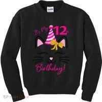 It's My 12th Birthday Funny Cat Birthday 12 Year Old Kids Sweatshirt thumb 0