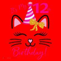 It's My 12th Birthday Funny Cat Birthday 12 Year Old Santa Hat thumb 1
