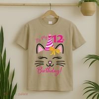 It's My 12th Birthday Funny Cat Birthday 12 Year Old T-Shirt thumb 2