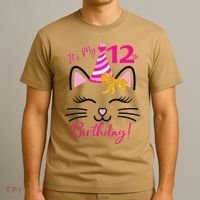 It's My 12th Birthday Funny Cat Birthday 12 Year Old T-Shirt thumb 3