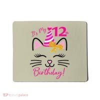It's My 12th Birthday Funny Cat Birthday 12 Year Old Mousepad thumb 0