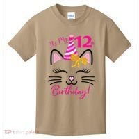 It's My 12th Birthday Funny Cat Birthday 12 Year Old Kids T-Shirt thumb 0