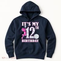 ItS My 12th Birthday Girl Volleyball Theme 12 Year Old Hoodie thumb 0