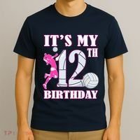 ItS My 12th Birthday Girl Volleyball Theme 12 Year Old T-Shirt thumb 3