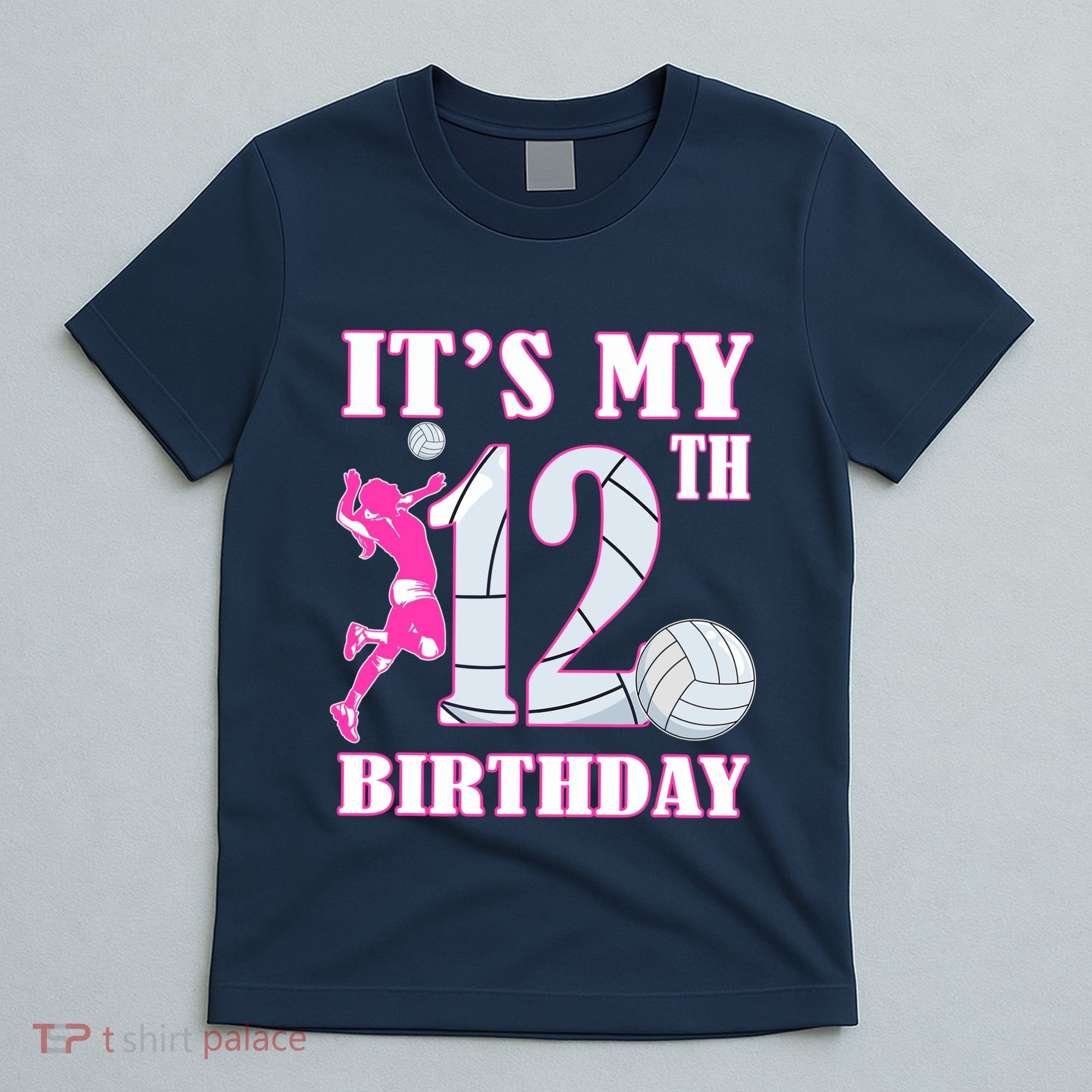 ItS My 12th Birthday Girl Volleyball Theme 12 Year Old T-Shirt