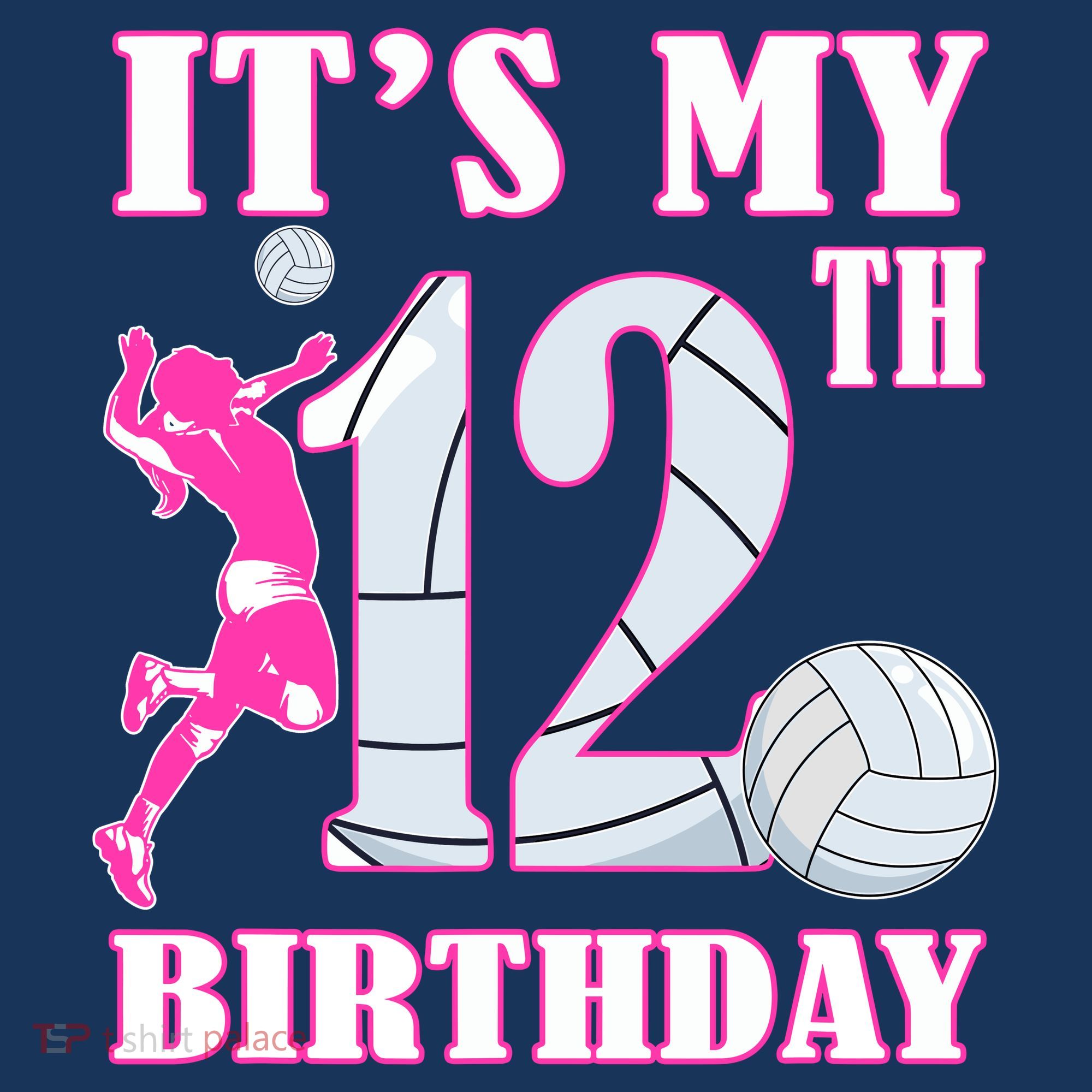 ItS My 12th Birthday Girl Volleyball Theme 12 Year Old T-Shirt