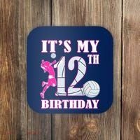 ItS My 12th Birthday Girl Volleyball Theme 12 Year Old Coaster thumb 0